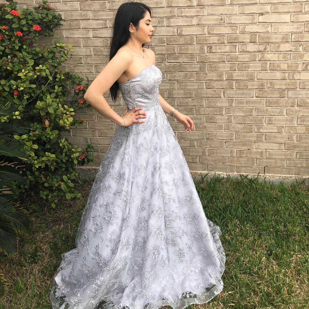A silver dress